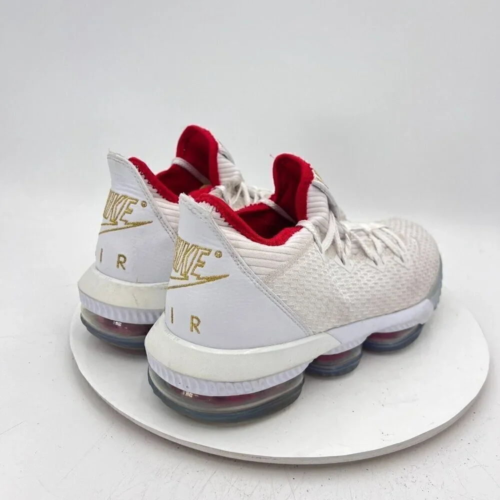 Nike LeBron James 16 Low Men Size 7.5 CI2668-100 Draft Night White Ice Gold Shoe
